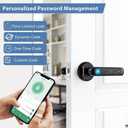 Fingerprint Door Lock Biometric Door Knob with Keypad Keyless Entry, 5-in-1 Door Locks for Bedrooms(Fingerprint/App/Code/Key/IC Card), Home Hotel Office Apartment Black
