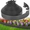 3-Inch x 50 FT Landscape Edging Border with 75 Stakes, Garden Border Edging Kit, Flexible Plastic Edging Border for Garden Flower Beds Lawn Yard Paver Pathway (Black)