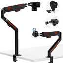 Overhead Camera Mount with 360 Adjustable Arm & Phone Holder for TikTok Live Streaming Photography Studio Content Creation, Desk Mount for for DSLR Camera/Webcam/Microphone, Black