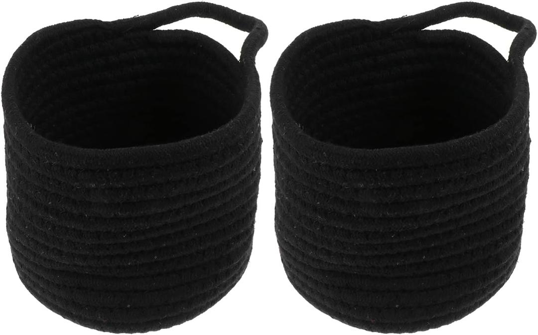 MILISTEN Laundry Basket Woven Storage Basket 2pcs Cotton Rope Storage Basket, Wall- Hanging Storage Bags, Woven Storage Baskets for Organizing Space- saving, 9 X 7In Gray Baskets Blanket Ladder