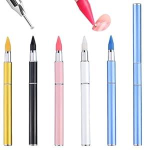 WOKOTO 5 PCS Double-Side Rhinestone Picker Tools With Caps, Wax Pencil For Rhinestones Applicator Dotting Tools Nail Art Gem Pen Rhinestone Pen Tool Wax Pen For Rhinestones Gem Picker Bedazzling Tool