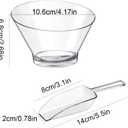 Sawysine 24 Pcs Plastic Clear Serving Bowls with Kitchen Plastic Scoops Salad Serving Bowls Popcorn Scoops Angled Candy Container for Salad Cooking Parties, 210 ml