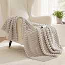 Bedsure Heated Blanket Electric Throw - Thick Striped Flannel Electric Blanket, Heating with 4 Time Settings, 6 Heat Settings, and 3-Hour Timer Auto Shut Off, Gift for Grandma (50x60 inches, Linen)