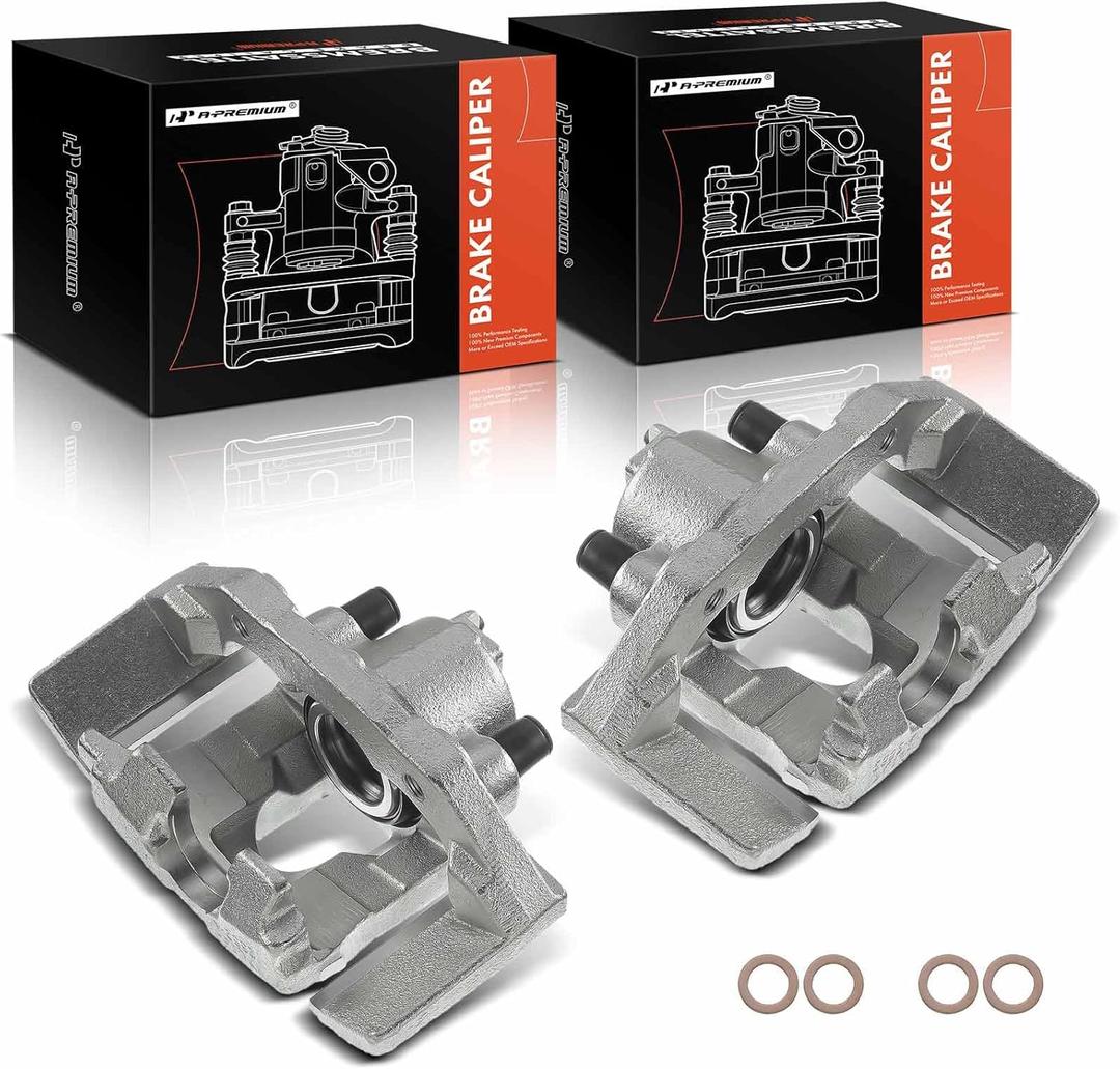 A-Premium Disc Brake Caliper Assembly with Bracket Compatible with Select Ford and Lincoln Models - Expedition/Navigator 2007-2017, 3.5L/5.4L, Sport Utility - Rear Driver and Passenger Side, 2-PC Set