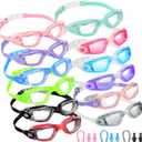 Xuhal 12 Pack Swim Goggles for Adult Anti Fog Swimming Glasses Leak Proof Swim with 12 Waterproof Nose Clips (Light Color)