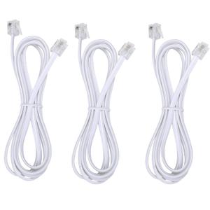 Telephone landline Extension Cord Cable Cord with Standard RJ-11 6P4C Plug (3Ft-3Pack, White)