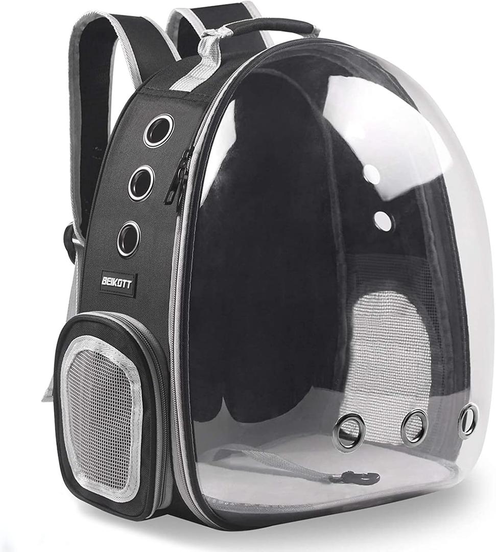Cat Backpack Carriers, Dog Backpack, Pet Backpack for Small Cats Puppies Dogs Bunny, Airline-Approved Ventilate Transparent Bubble Backpack for Travel and Outdoor(Black) (BUBBLE-BK)