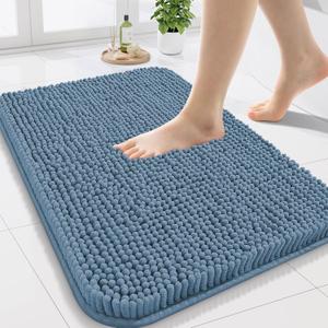 Arotive Bathroom Rugs 24x16, Extra Soft Absorbent Shaggy Chenille Bath Rugs, Machine Washable Rubber Backing Non-Slip Bath Mats for Bathroom Floor Tub and Shower, Home Decor Accessories, Grayish Blue