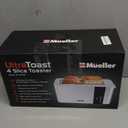 Mueller UltraToast Full Stainless Steel Toaster 4 Slice, Long Extra-Wide Slots for Bagels and Waffles, 6 Browning Levels, LED Display, Cancel/Defrost/Reheat Functions & Removable Tray, Kitchen Gadgets