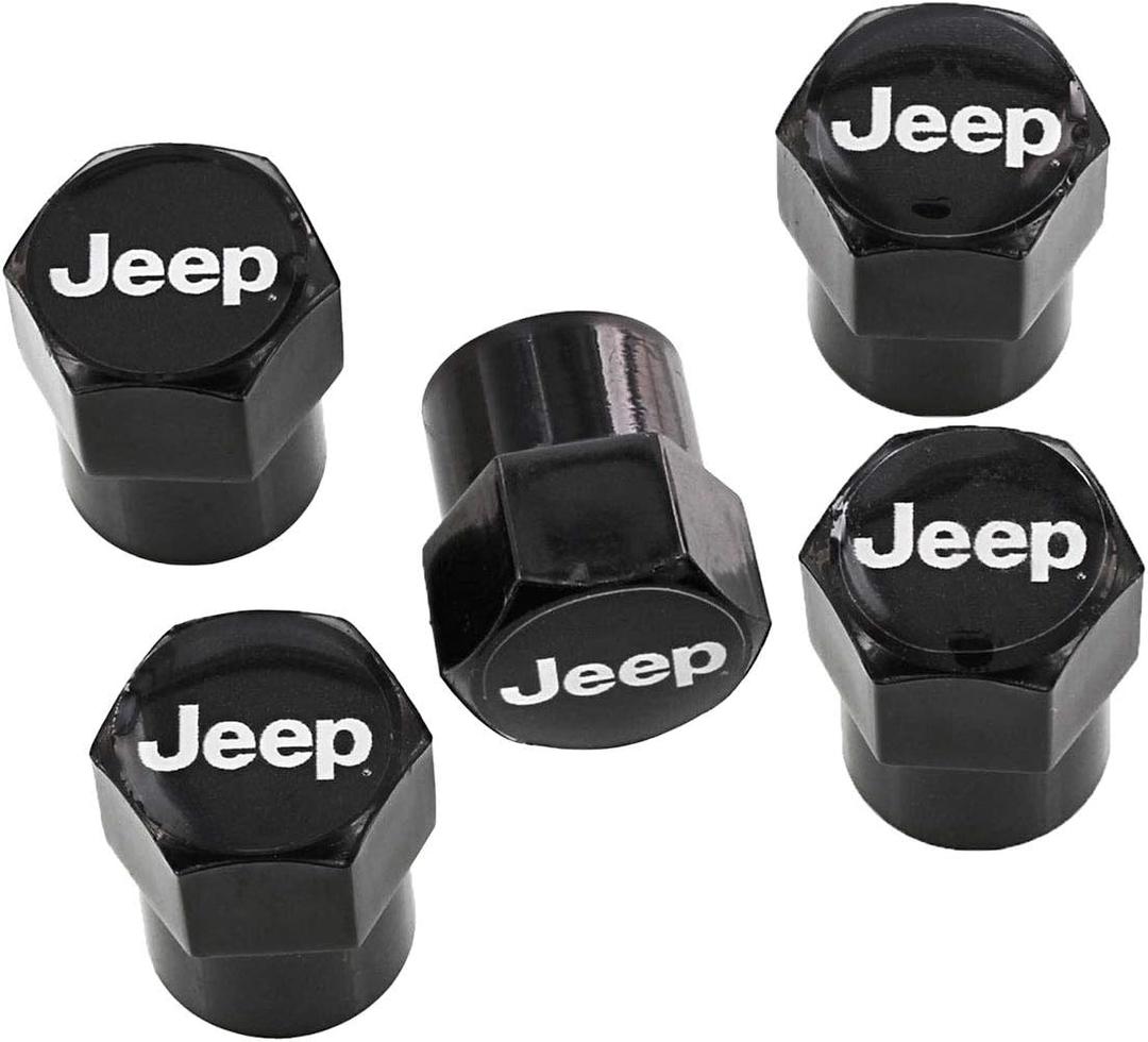Jeep Logo Black Finish Valve Cap Covers  (Black B)