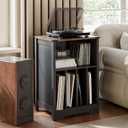 ChooChoo Record Player Stand, Vinyl Record Storage Cabinet, Turntable Stand Holds up to 160 Albums, Record Player Table Display Shelf for Living Room, Bedroom, Office, Vintage Black