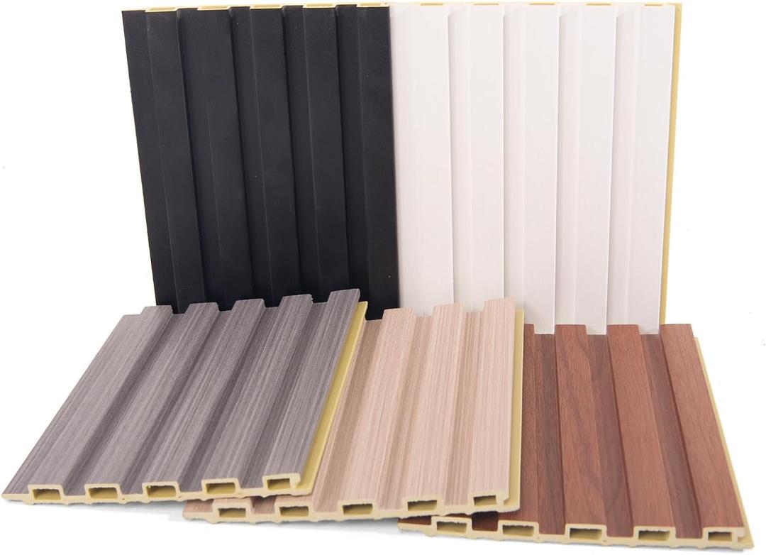Art3d Slat Wall Panels, WPC Soundproof 3D Wall Paneling for Interior Wall Decor, TV Background, Samples 5-Pack 6 x 6 in.