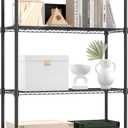 1000 lbs 4 Tier Shelf Metal Storage Shelves Shelving Wire Rack Heavy Duty Closet Organizers for Garage Kitchen Bathroom Laundry Black 13.8" D x 35.4" W x 59.5" H