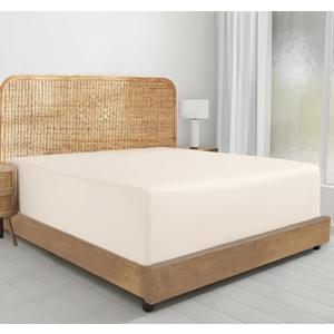 California Design Den 100% Organic Cotton Fitted Sheet Full Size Only - Crisp Percale, Deep Pocket Full Size Fitted Sheet, Lightweight and Snug-Fit - Creamy Ivory