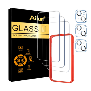 Ailun 3 Pack Screen Protector for iPhone 15 Pro [6.1 inch] + 3 Pack Camera Lens Protector with Installation Frame,Case Friendly Tempered Glass Film,[9H Hardness]  HD