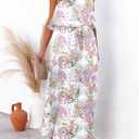 Dokotoo Womens Strapless Dresses Casual Summer High Waist Side Split Flowy Boho Maxi Dress