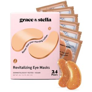 grace & stella Caffeine Under Eye Patches - Awakening Eye Patches for Puffy Eyes and Dark Circles - Under Eye Mask Patches with Niacinamide & Hyaluronic Acid - Vegan, Cruelty-Free (Bronze, 24 Pairs)
