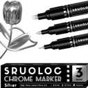 3Pcs Liquid Chrome Paint Markers, Oil-based Permanent Chrome Maker, Gloss Mirror Marker Repairing, Reflective Metallic Pen Markers for Touch Up Model Painting DIY Art Projects, Silver