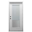 National Door Company ZFS686BLFS28R Fiberglass Smooth, Primed, Right Hand Inswing, Exterior Prehung Door, Clear Glass Internal Blinds, Full Lite, 32"x80"