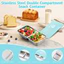 4 Pack Stainless Steel Snack Containers -15oz Reusable Grab and Go 2 Compartment Food Storage Containers for Kids with Leakproof Lids for Travel Outdoor Camping School Lunch Prep Dishwasher Safe