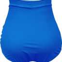 COCOPEAR Women's Ruched High Waisted Bikini Bottom Retro Vintage Swim Short Tankinis (Purple, Medium)