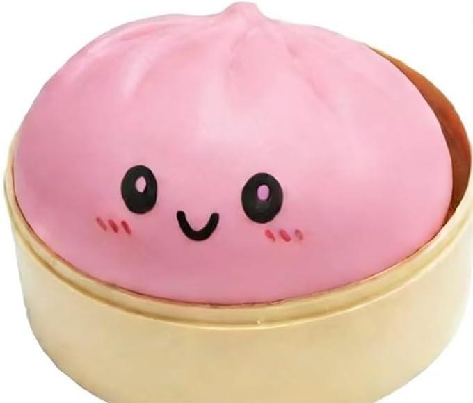 Squishy Baozi Dumpling Stress Relief Toy - Fun and Interactive Squeeze Sensation (Rose)