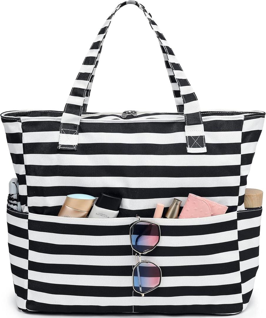 LEDAOU Beach Bag Waterproof Sandproof Women Beach Tote Pool Bag with Zipper for Swim Gym Grocery Travel with Wet Pocket | Sandproof, with Zipper, for Gym, Grocery, Travel, with Wet Pocket