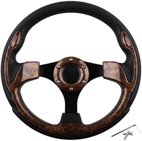 Universal Golf Cart Steering Wheel for EZGO RXV & TXT, Club Car DS and Club Car Precedent EZGO Yamaha Golf Car Accessories (Wood Grain)
