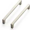 Ravinte 15 Pack Solid 5 Inch Square Cabinet Handles - Brushed Nickel Pulls for Drawers and Kitchen Cabinets - Hardware Handles (5" Hole Center)