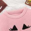 Toddler Girl/Boy Halloween Sweater Pumpkin Smile Embroidery Sweater Knitted Pullover Fall Winter Clothes (Pink)