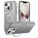Magnetic for iPhone 13 Case & iPhone 14 case, Compatible with Magsafe, Built-in Stash Stand, Matte Scratch-Resistant Back Cover Shockproof Phone Case for iPhone 13/ iPhone 14, Titanium Gray