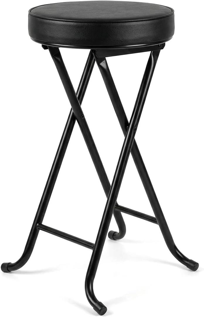 Gluck Plants Folding Bar Stool,Tall 24 Inch Portable Foldable Stool,Collapsible Stool Chair Heavy Duty High Folding Stools for Camping Fishing Garden, Bl