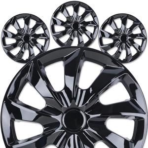 AUTOFREE 17" Premium Universal Wheel Rim Covers – Set of 4 Black Lacquer Hubcaps,ABS&PC Material Hub Protection Accessory,Snap-on Replacement Caps for Car,Pickup Truck,SUV - 17 Inch Black Lacquer