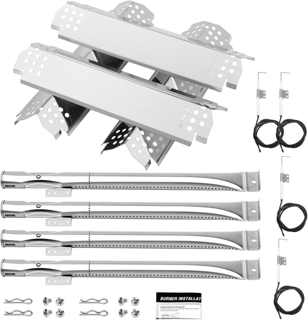 4 Burner Grill Replacement Parts for Nexgrill 720-0830H, 720-0864, 720-0864M, 720-0882S, 720-0888, 720-0888A, 720-0888N, Heat Plate & Igniter & Burner Replacement for Nexgrill