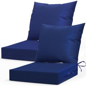 LAGRATY Outdoor Chair Cushions for Patio Furniture, 24" x 24" Deep Seat Cushions with Backrest for Couch Sofa Chair - Waterproof Fade-Resistant Patio Cushion (Set of 2, Navy Blue)