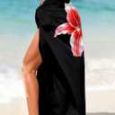 Herseas Women Sheer Sarong High Slit One Size Swimsuit Coverups 2026 Summer Floral Print Chiffon Wraps Beach Cover Up (Black, M)