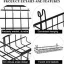 4 Pcs 15.75 x 3.94 x 1.97 Inch Metal Grid Wall Baskets with Hooks Grid Wall Shelves Hanging Wire Basket Multi Function Storage Organizer for Kitchen Organizing Display (Black)