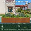 Metal Planter Box, Large Outdoor Rectangle Planters with 6 Drainage Holes & Raised Bottom, Cor Ten Steel Planter for Patio, Garden, Porch, 36" L x 15" W x 15" H