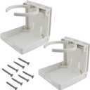 TIHOOD 2PCS Adjustable Folding Drink Holder with Screws/Adjustable Cup Holder for Marine/Boat/Caravan/Car (White)