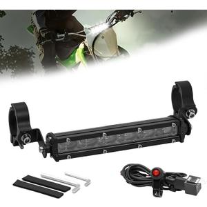 7 Inch Dirt Bike Light Bar Kit for 7/8" 1.25'' Handlebars, 2000LM Motorcycle LED Headlights Kit LED Spot Driving Light Bar Universal for Dirt Bikes ATVs 50cc 70cc 90cc 110cc 125cc