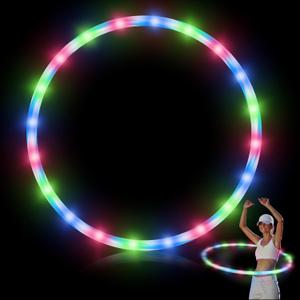 Jerify 4 Pack LED Hoop Light up LED Glowing Lights Fitness Exercise Hoops 10 Color Changing Exercise Glowing Hoop for Halloween Party Favors Dance Dark Fitness (36 Inch)