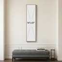 Framed Long Narrow Abstract Neutral Brown Rustic Vertical Wall Art, 14x56