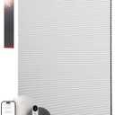 CINONEKO Motorized Cellular Shades with Remote,No Drill Smart Blackout Honeycomb Blinds, Cordless Automatic Electric Window Shade with Solar Panel, Alexa & Google, Rechargable, White 35" W x 64" H