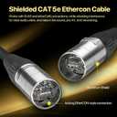 Ethercon Cable, Shielded Cat 5e Ethernet Cable Compatible with EtherCON RJ45 Connectors in Silvery for Professional Audio, Video and Networking Applications (1, 20FT)