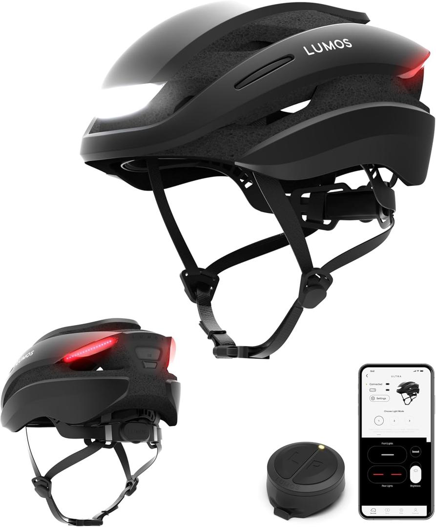 Lumos Ultra Smart Bike Helmet | Customizable Front and Back LED Lights with Turn Signals | Road Bicycle Helmets for Adults: Men, Women (M-L (21-1/4 to 24 / 54 to 61cm), Charcoal Black without MIPS)