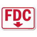 SmartSign 12 x 18 inch FDC Fire Department Connection Metal Sign with Down Arrow, 120 mil Aluminum Composite, 3M Engineer Grade Reflective Aluminum, Red and White, Made in USA