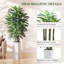 Artificial Dracaena Tree, 7FT Faux Plants Indoor White Planter