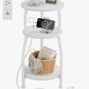 XBurmo Small Round End Table  3 Tier Design Accent Table, Narrow Side or Bedside Stand, Industrial Vintage Nightstand for Bedroom, Living Room, or Small Spaces, Set of 2, Rustic Brown