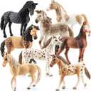 8PCS 6" Large Horse Figurines Animal Toys for Kids, Realistic Plastic Farm Animal Figurines Toys for Toddlers, Horse Party Favors Birthday Gift Cake Toppers for Boys Girls