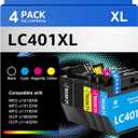 LC401XL LC401 Ink Cartridges Compatible for Brother Ink Cartridges LC401 XL to use with Brother MFC-J1010DW MFC-J1012DW MFC-J1170DW Printer Ink (Black Cyan Magenta Yellow, 4 Pack)